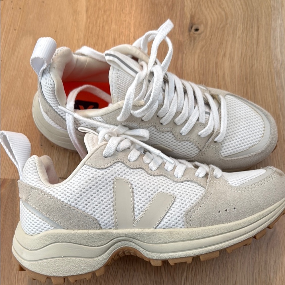 Veja White and Cream Sneakers